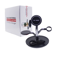 CARREGADOR RÁPIDO MAGNÉTICO SEM FIO 3 EM 1 N62 PARA IPHONE/APPLE WATCH/AIRPODS PRETO CARREGADOR RÁPIDO MAGNÉTICO SEM FIO 3 EM 1 N62 PARA IPHONE/APPLE WATCH/AIRPODS PRETO